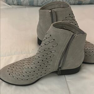 Blowfish Gray Ankle Booties with Perforated Design
